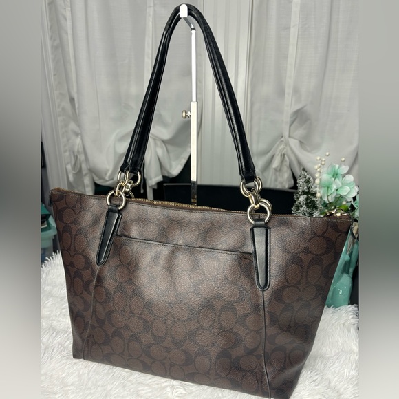 COACH Ava Tote In Signature Canvas w/ C Logo - Brown/Black - Picture 5 of 16